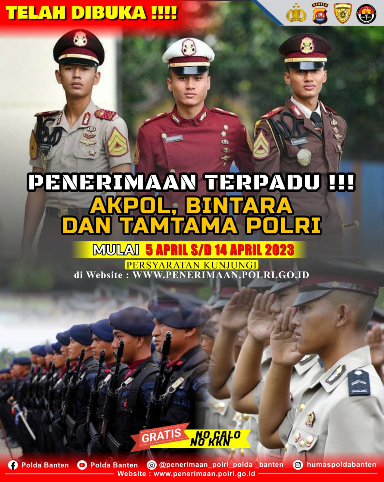 Polri Buka Pendaftaran Penerimaan Jalur Akpol, Bintara Dan Tamtama ...