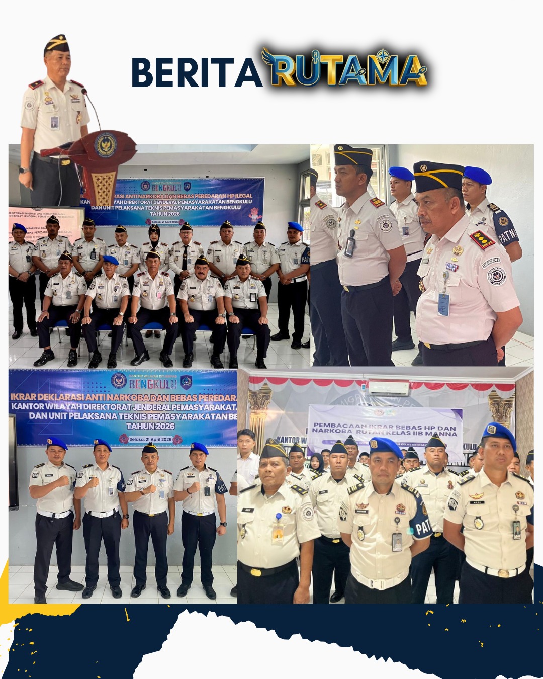 Rutan Kelas IIB Manna Perkuat Komitmen Zero Handphone dan Narkoba melalui Ikrar Bersama Kanwil Ditjenpas Bengkulu