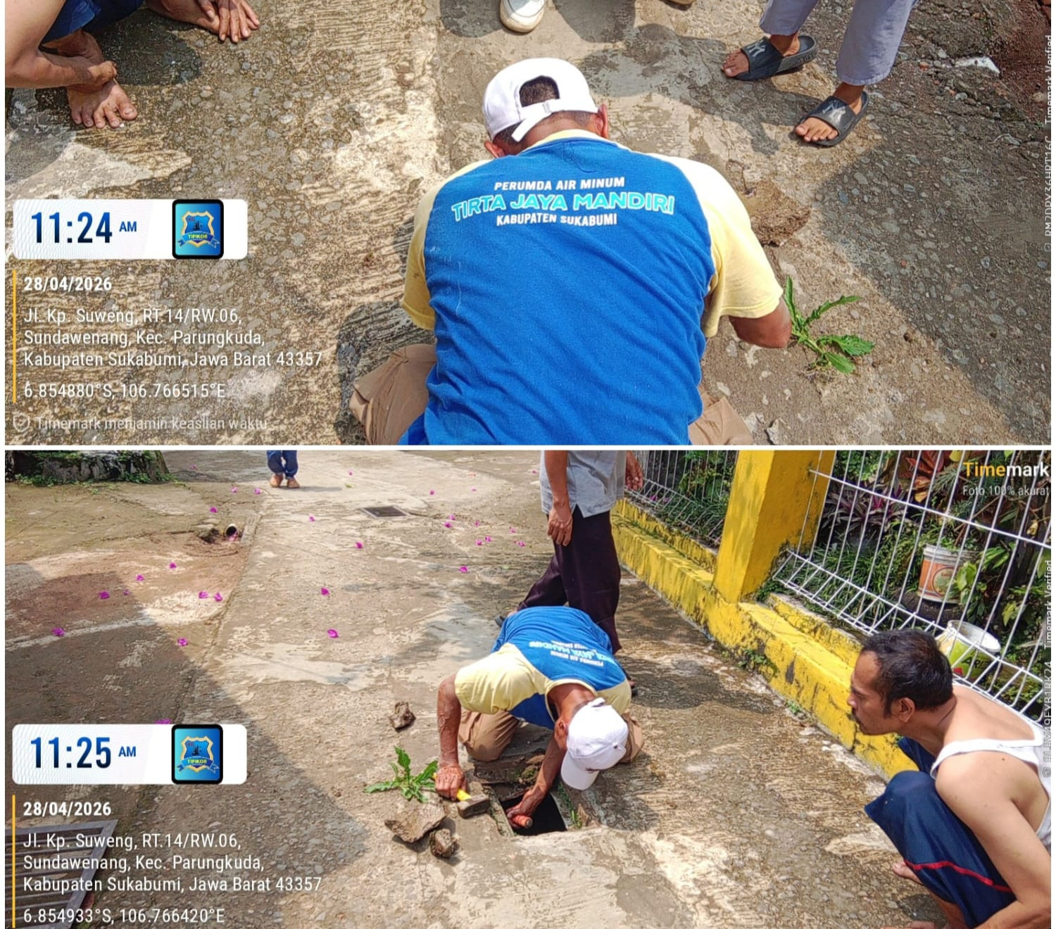 Respon Cepat Kantor Cabang PDAM Parungkuda Tangani Kebocoran Pipa di Kp. Suweng Desa Sundawenang