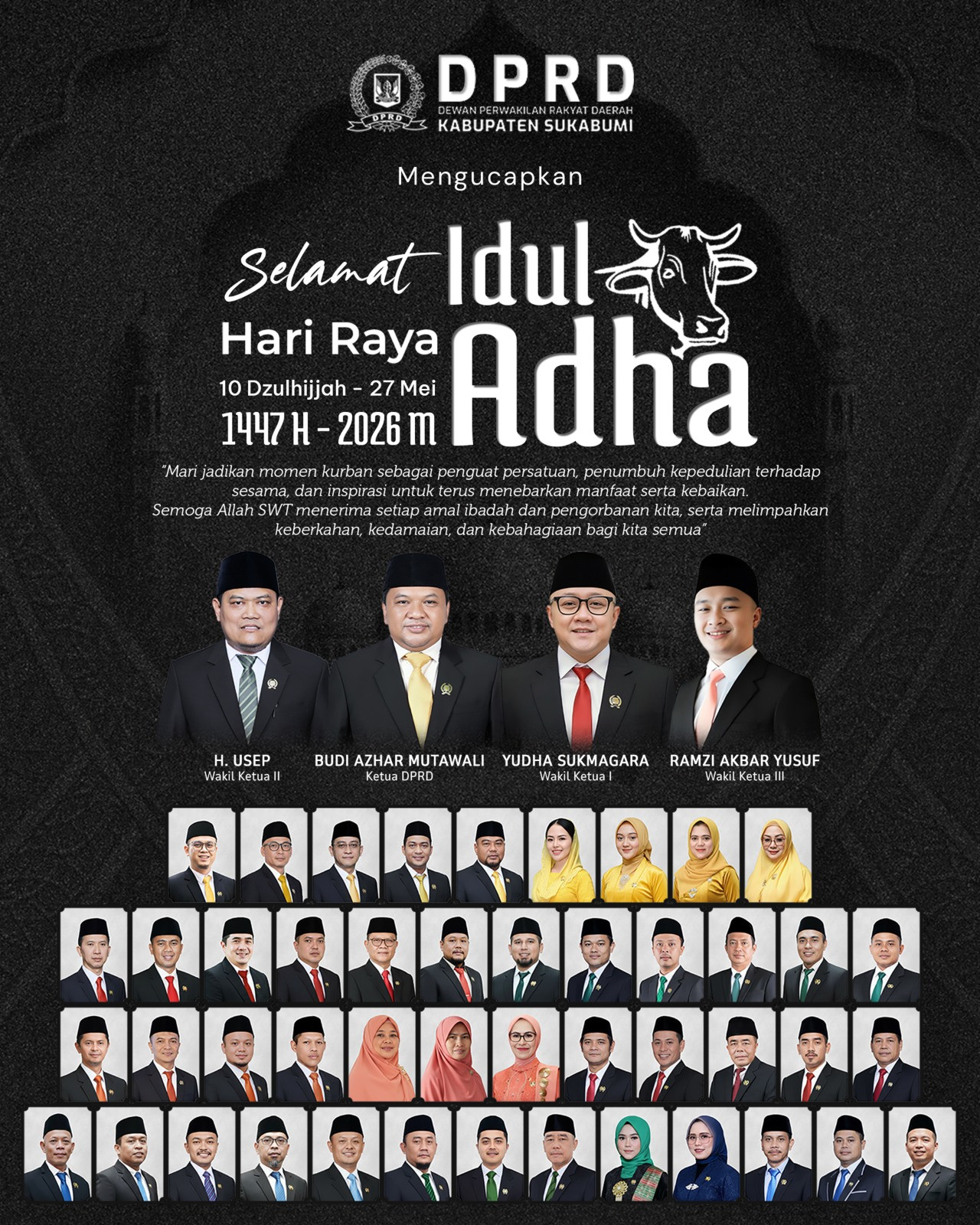 DPRD Kabupaten Sukabumi Ucapkan Selamat Hari Raya Idul Adha 1447 H