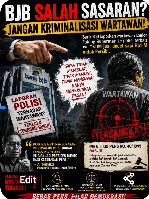 BJB SALAH SASARAN? PEMIMPIN UMUM JURNAL TIPIKOR INGATKAN JANGAN KRIMINALISASI WARTAWAN