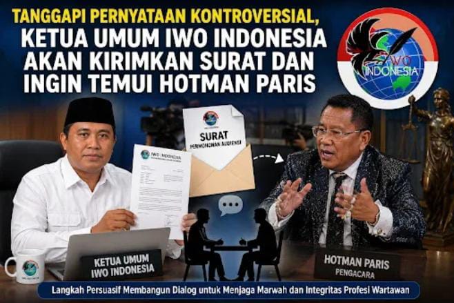 Buntut Dugaan Rendahkan Profesi Wartawan, Ketum IWO Indonesia Layangkan Surat Audiensi Dan Siap Temui Pengacara Kondang Hotman Paris