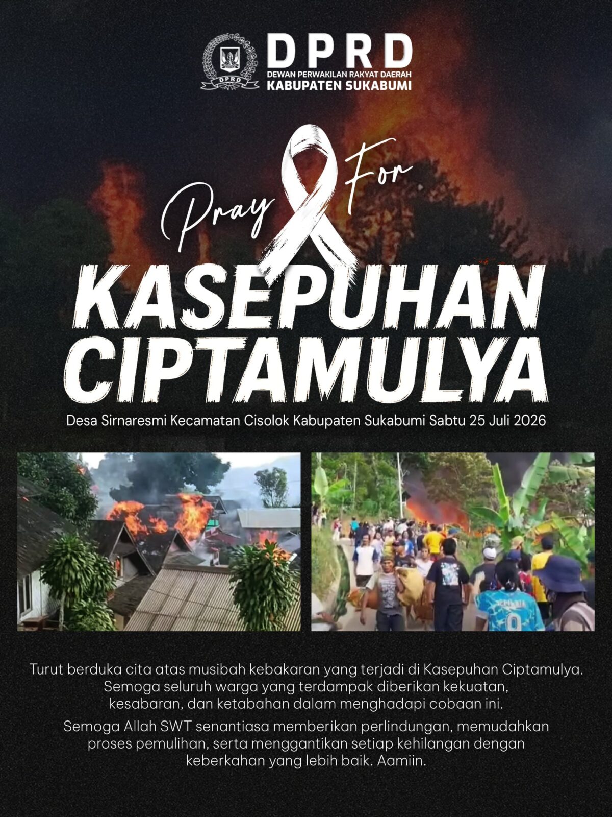 DPRD Kabupaten Sukabumi Turut Berdukacita Atas Musibah Kebakaran Kampung Adat Ciptamulya