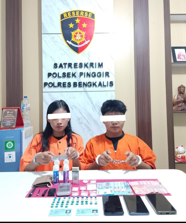 Polsek Pinggir Bongkar Jaringan Narkoba, Sita 27,72 Gram Sabu dan 44 Butir Ekstasi