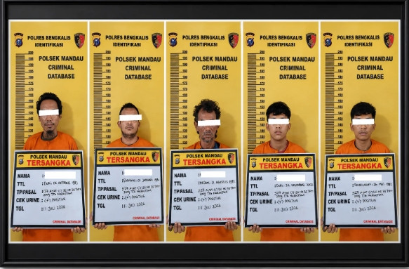 Polsek Mandau Ungkap Penyalahgunaan Narkotika, Lima Orang Diamankan Berawal dari Laporan Masyarakat Melalui Call Center 110