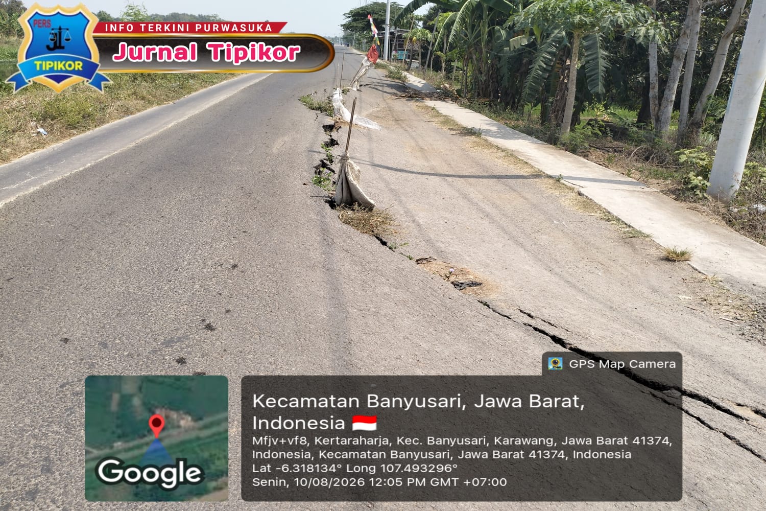 Satu Tahun Dibiarkan Merosot, Jalan Vital Penghubung 4 Kecamatan di Karawang Amblas 50 CM: PUPR Dinilai Abai, Warga Waswas Menanti Musim Hujan