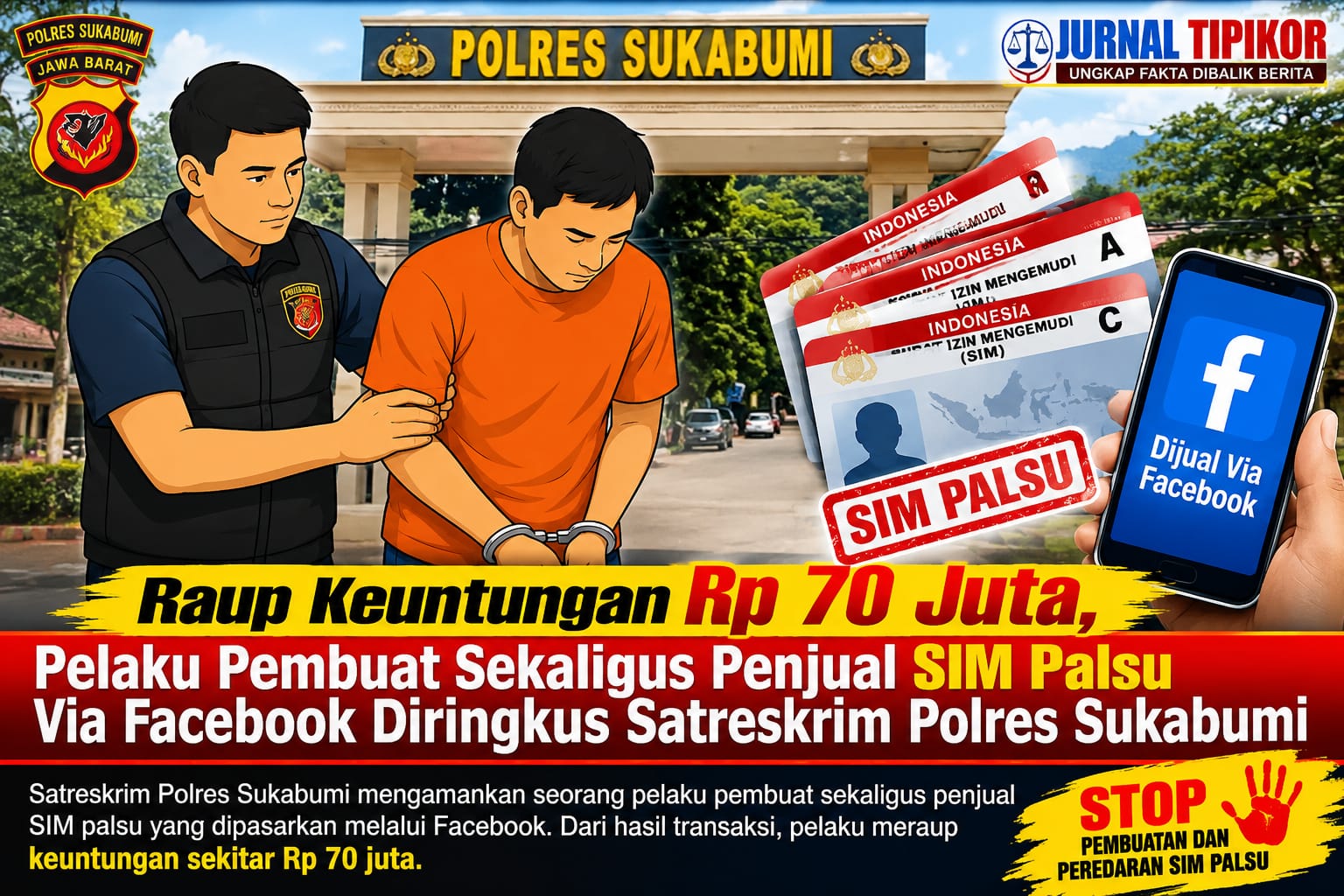 Satreskrim Polres Sukabumi Ringkus Pelaku Penjual SIM Palsu Via Facebook Di Pakuwon Bojonggenteng