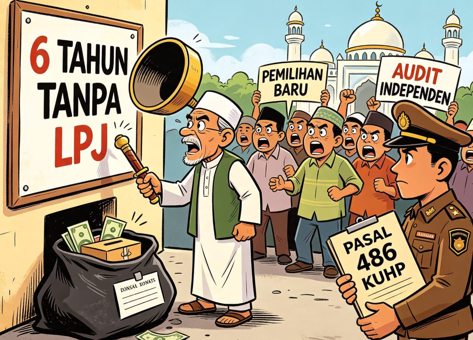 SKANDAL MASJID AR-ROZZAQ: KEPENGURUSAN TANPA SK DINYATAKAN ILEGAL — TERANCAM PIDANA PENGGELAPAN DANA UMAT