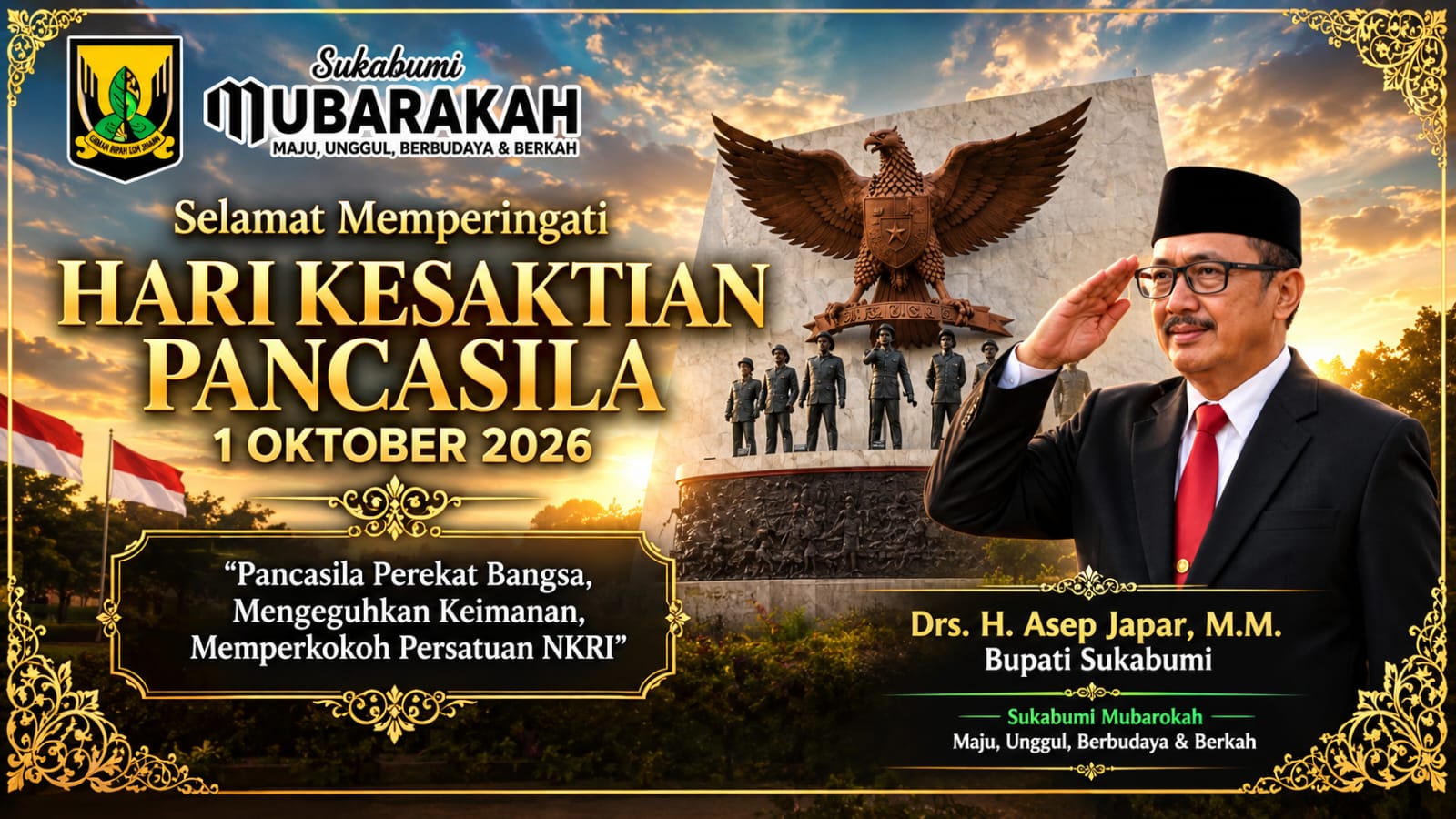 Bupati Sukabumi Ucapkan Selamat Memperingati Hari Kesaktian Pancasila 1 Oktober 2026