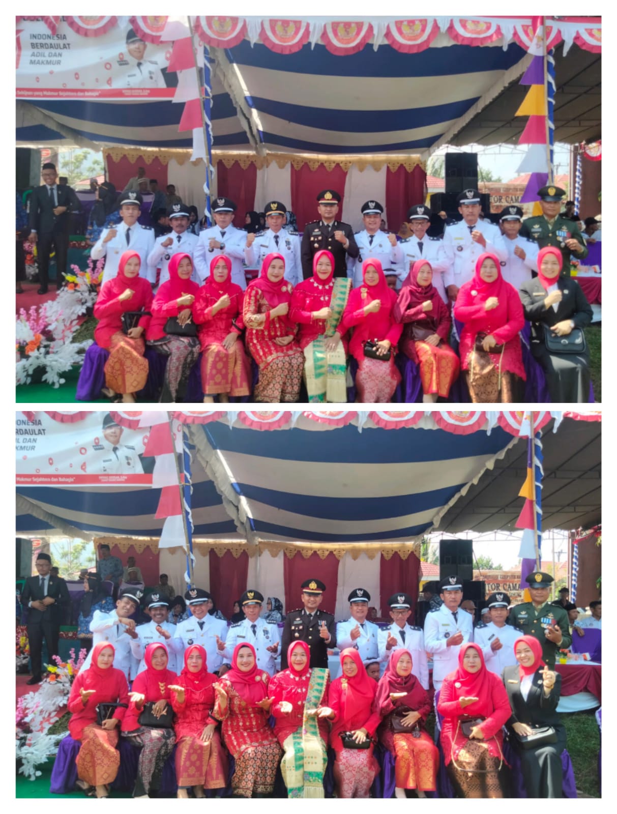 Kepala Desa Dan Perangkat Desa Tri Tunggal Bakti Mengikuti Upacara Bendera HUT RI Ke 81 Tahun