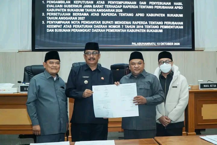 DPRD Kabupaten Sukabumi Setujui Raperda APBD 2027 dan Penyempurnaan Perubahan APBD 2026