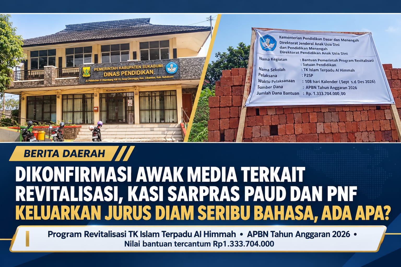 Kasi Sarpras PAUD Dan PNF Hadirkan Jurus Diam Seribu Bahasa Saat Dikonfirmasi Terkait Revitalisasi TKI Al-Hammah, Ada Apa